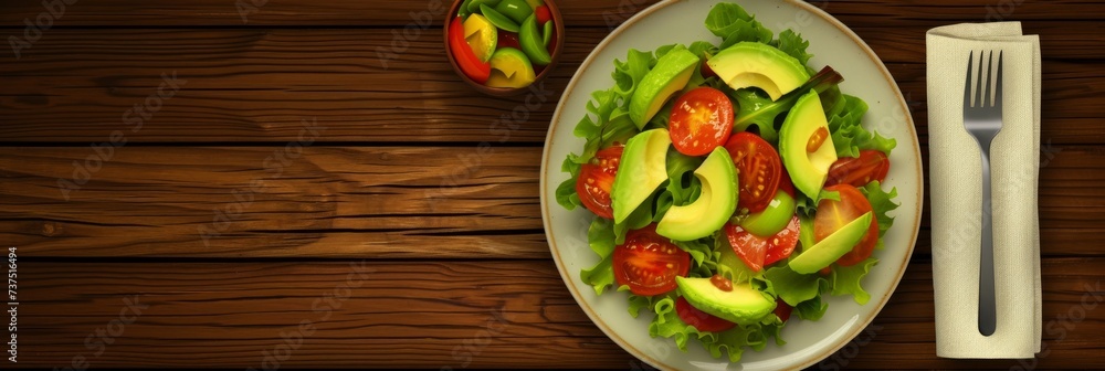 Mexican Salad with Avocado and Tomato Illustration Generative AI