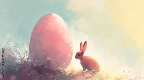Cute Rabbit Silhouette Illustration Generative AI photo