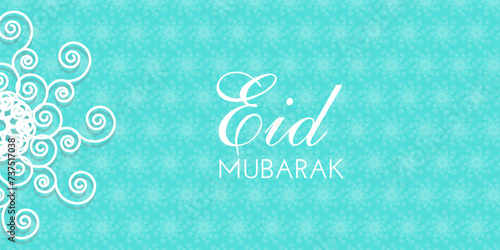 Eid Mubarak Islamic  Banner, card, poster, social media with Islamic Pattern on blue background for Ramadan. Vector illustration
