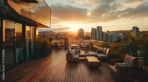 Serene rooftop terrace photo