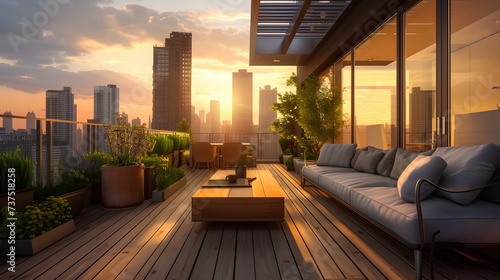 Serene rooftop terrace