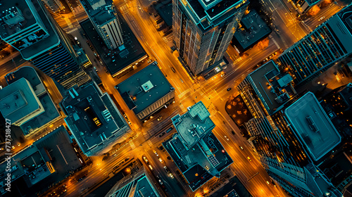 Aerial panorama of downtown of city. © leo_nik