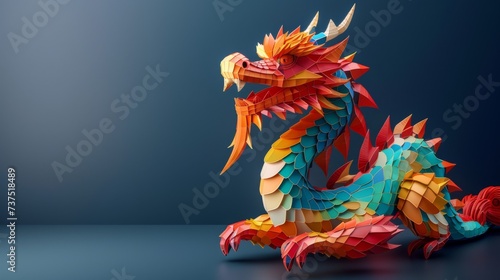 colorful dragon with stunning 3D effect. 
