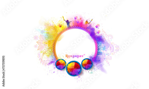 Happy Holi Festival template Design. Indian traditional festival of colors. People playing with Colors splash, and celebrating holi fun background.