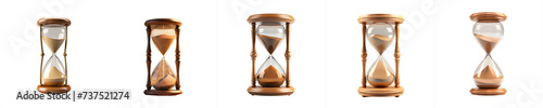 Hourglass set, sandglass timer. Vintage hourglass on transparent background