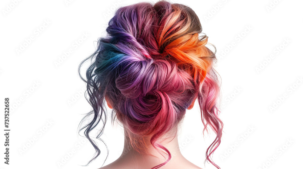 Naklejka premium ombre balayage haircolor and haircut concept, 