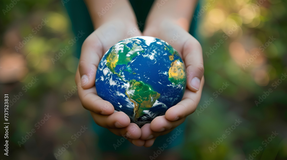 Hands holding earth globe. Concept for nature and environment Hands holding earth globe. Concept for nature and environment