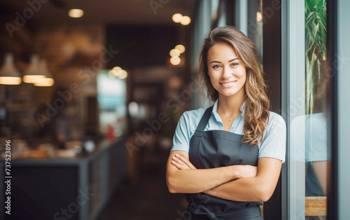 Confident Waitress with Friendly Smile