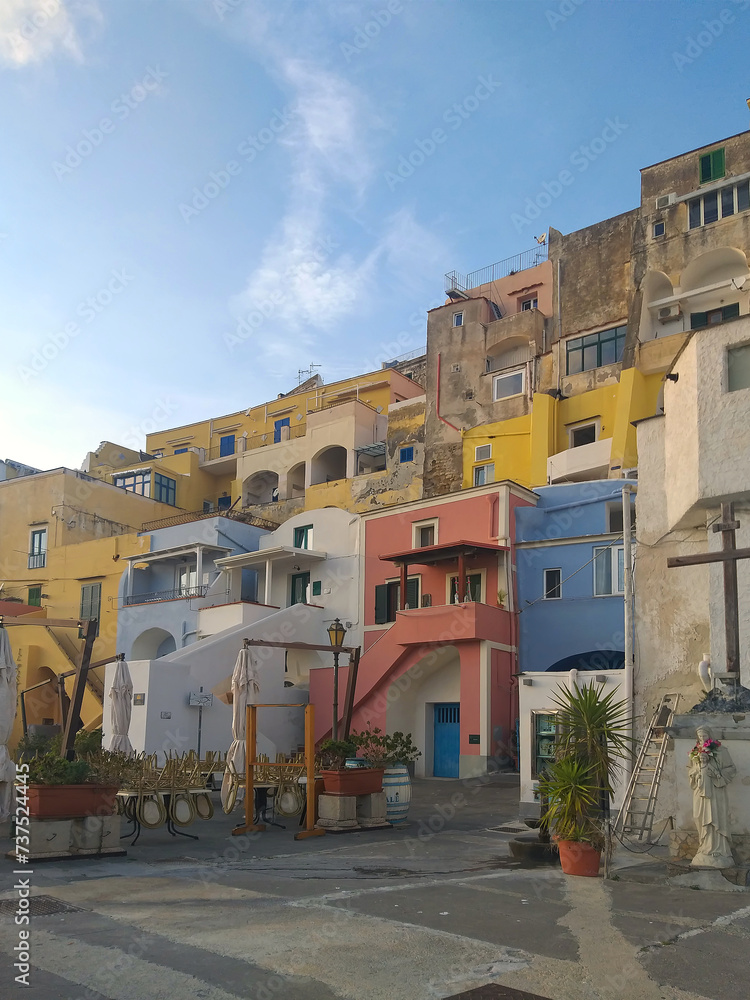 Fototapeta premium Procida island colorful town with harbor, Italy