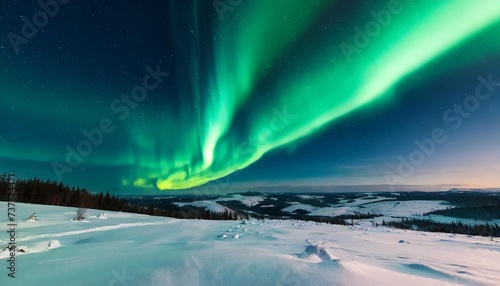 green aurora lights over winter terrain beautiful © Makayla