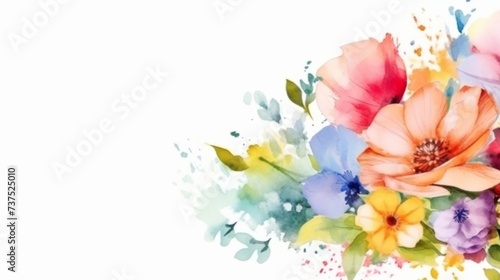 Wedding flower decorations with free space for text. Watercolor style. Generative AI