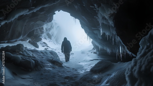 Person in ice cave