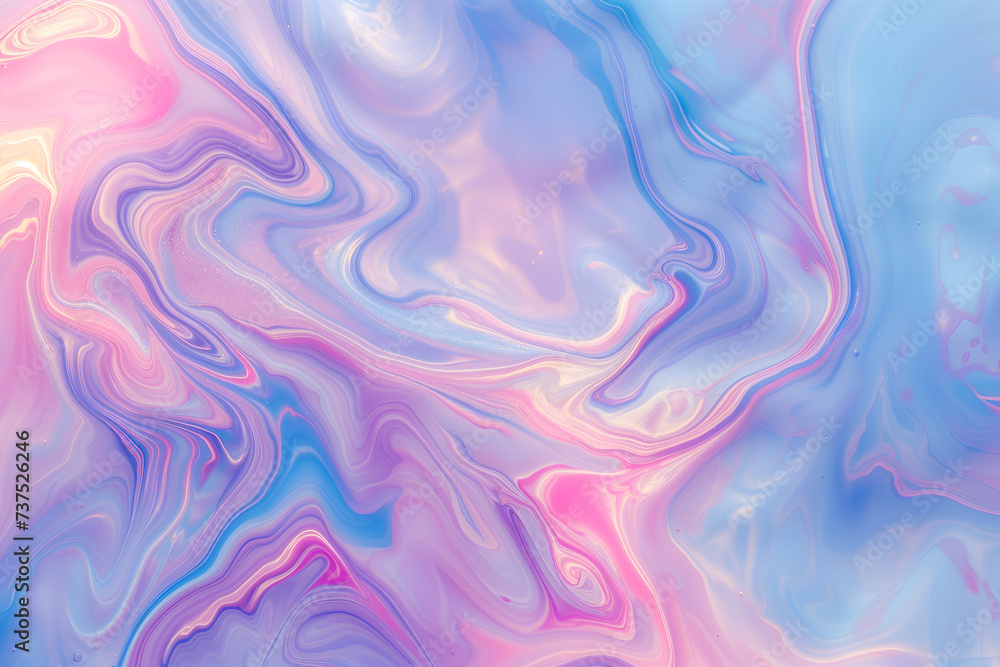 Obraz premium Pastel gradient liquid holographic background. Soft abstract marble waves 3d smooth texture.