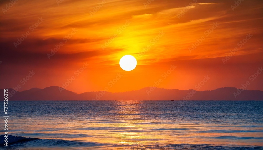 big sun and sea sunset