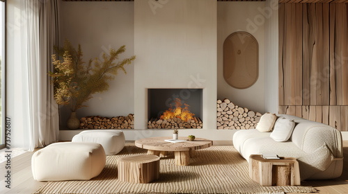 Living room interior with fireplace