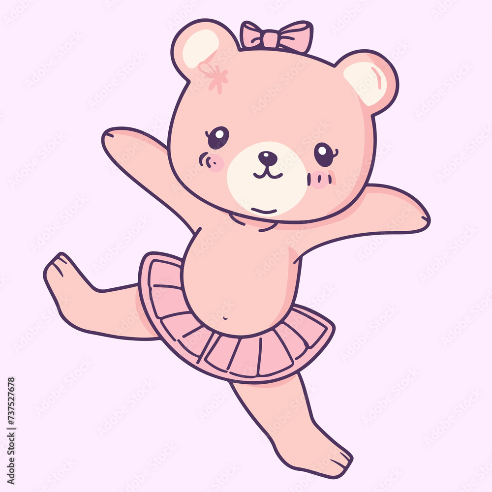 Ballet Bear: funny Vector Illustrations of Cute Bears Performing Ballet, decorate for Art and Design funny character
