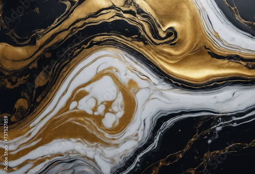 Abstract marble background or texture Golden waves on black Acrylic Fluid Art © FrameFinesse