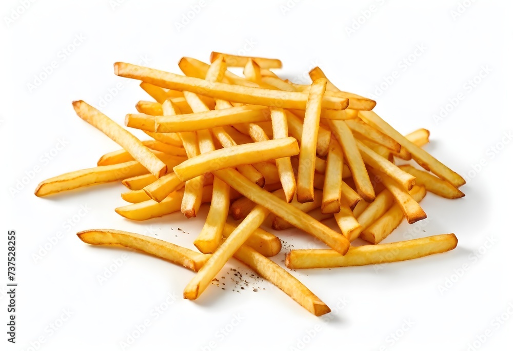 French fries pommes on white background