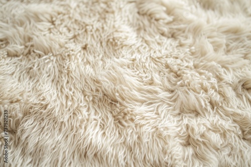 Close up view of beige furry carpet texture background