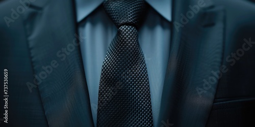 A detailed close-up of a suit and tie. Suitable for business and formal occasions