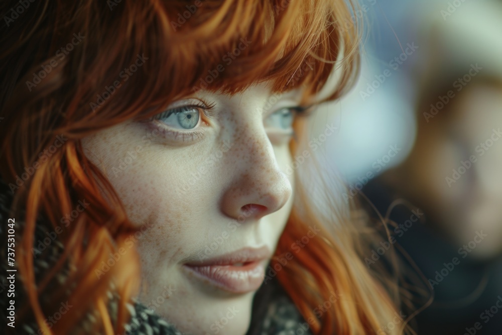 A close-up photograph capturing the unique features of a person with red hair. Suitable for various creative projects and design purposes A close-up photograph capturing the unique features of a person with red hair. Suitable for various creative projects and design purposes