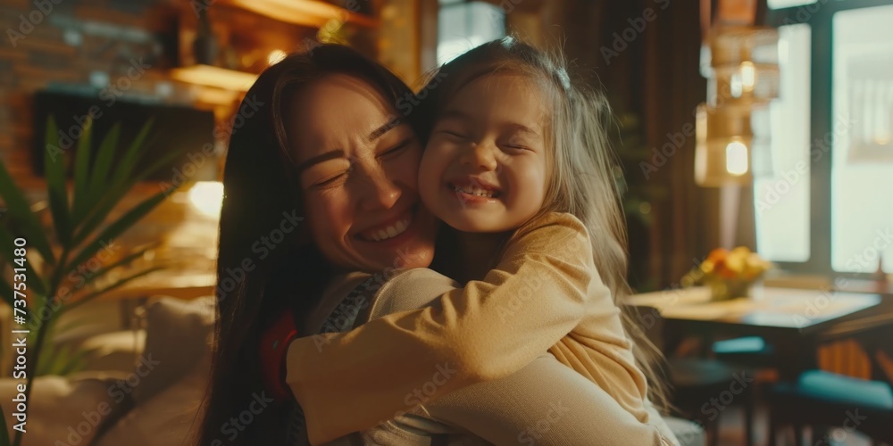 A woman holding a little girl in her arms. Suitable for family, parenting, and love-related concepts A woman holding a little girl in her arms. Suitable for family, parenting, and love-related concepts