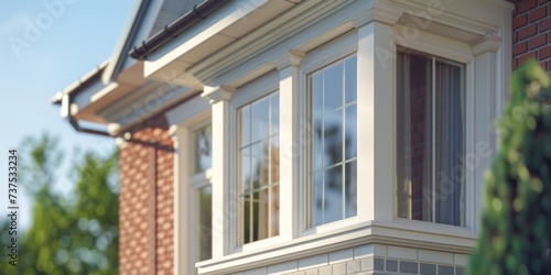 Wallpaper Mural A house with a window and a clock on the outside. Suitable for various applications Torontodigital.ca