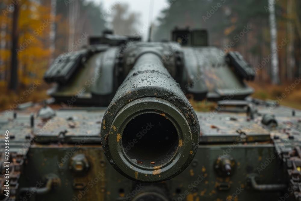 Close up of a military tank s gun muzzle