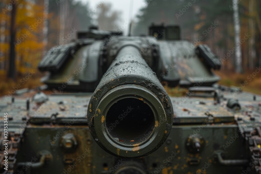 Close up of a military tank s gun muzzle Close up of a military tank s gun muzzle