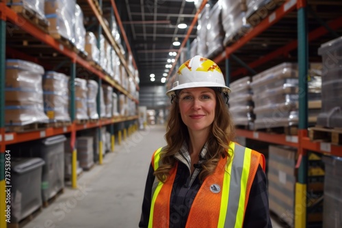 Female employee in warehouse with safety gear