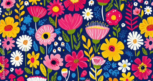 a blue background with a bunch of colorful flowers on the bottom and bottom of the image on the bottom of the page.