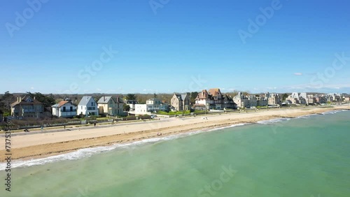 Sword Beach in Europe, France, Normandy, towards Caen, Ouistreham, in spring, on a sunny day. photo