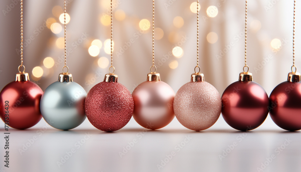 Christmas ornament decoration in vibrant gold, hanging on tree generated by AI Christmas ornament decoration in vibrant gold, hanging on tree generated by AI
