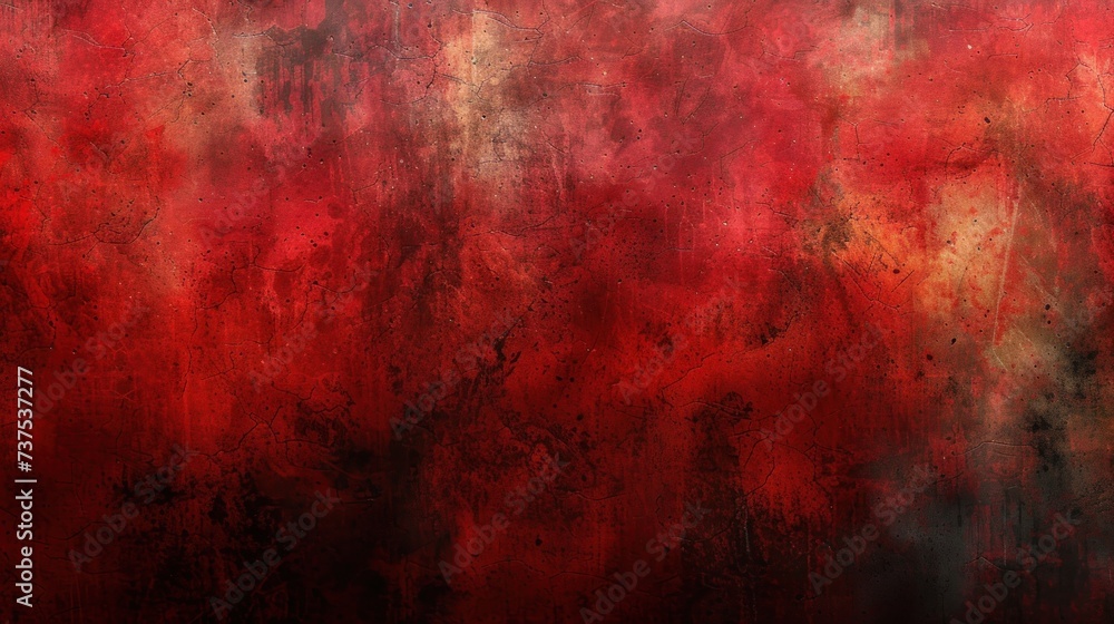 a painting of a red and black background with white and red streaks on the left side of the painting and the right side of the painting on the right side of the wall.