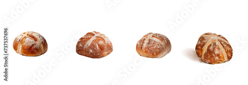 Delicious Hot Cross Buns with Powdered Sugar on Transparent Background