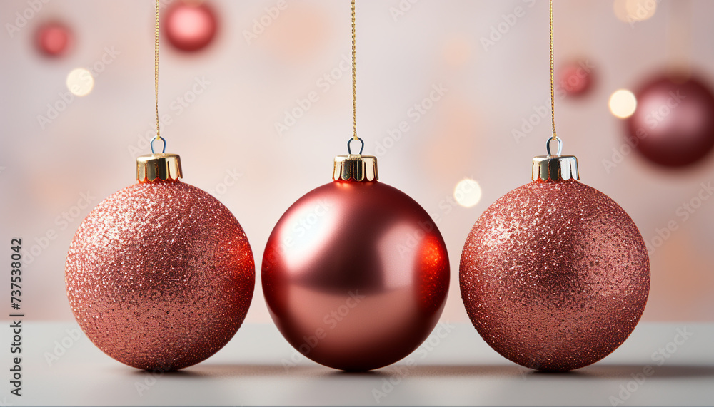 Christmas ornament decoration, shiny sphere on a gold background generated by AI Christmas ornament decoration, shiny sphere on a gold background generated by AI