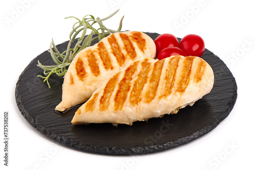 Grilled chicken breast, isolated on white background