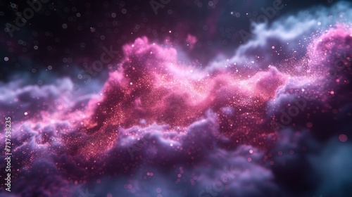 a pink and blue space filled with lots of stars in the middle of a night sky with clouds and stars in the middle of the sky.