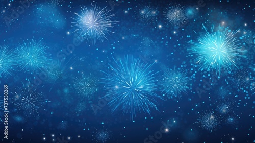  Background of fireworks in Blue color.