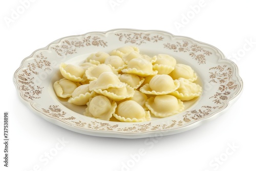 Delicious ravioli on a white plate