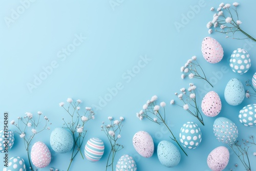 Happy Easter Eggs Basket elegant. Bunny in flower easter exuberant decoration Garden. Cute hare 3d textured designs easter rabbit spring illustration. Holy week hellebores card wallpaper carefree photo
