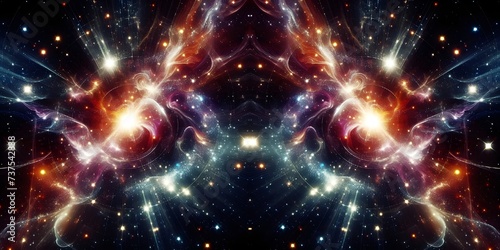 Abstract fractal illustration for creative design looks like galaxies in space.  