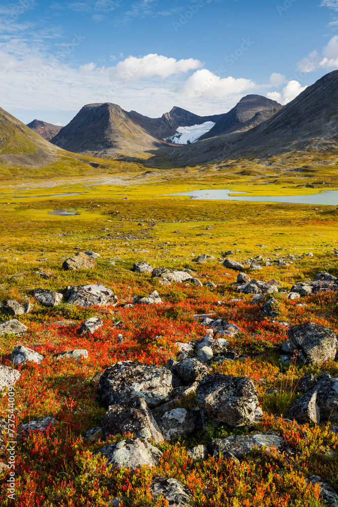 Skarki Massiv, Sarek Nationalpark, Lappland, Schweden, Europa Stock