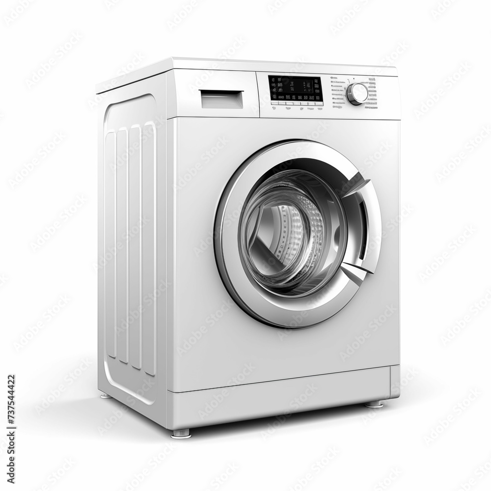 Fototapeta premium White washing machine, isolated on a white background