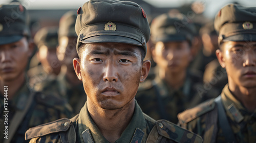 Soldados del ejercito coreano en formación photo