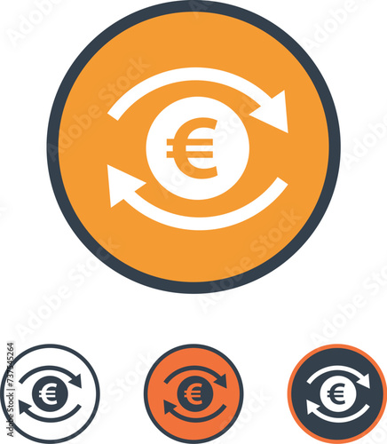 Euro currency exchange icon set.