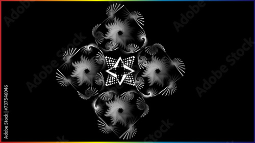 The vector dotted spiral vortex graphic is a visually interesting and complex image. The use of color, movement, and text all contribute to its overall effect.