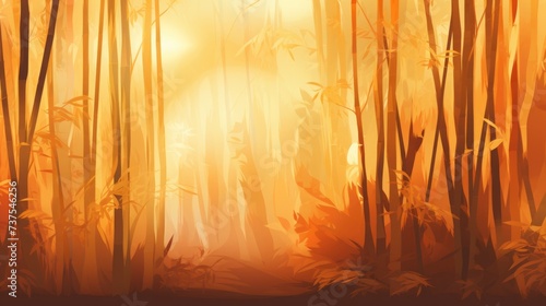 Background with bamboo forest in Amber color.
