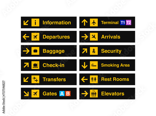 Set Of All Airport Sign Stock Photo Sign Symbol