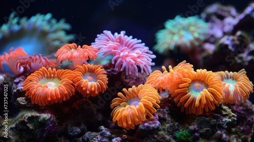 a group of sea anemones sitting on top of a coral in a sea anemone sea anemone  sea anemone  sea anemone  sea anemone  sea anemone  sea anemone  sea anemone  sea an.
